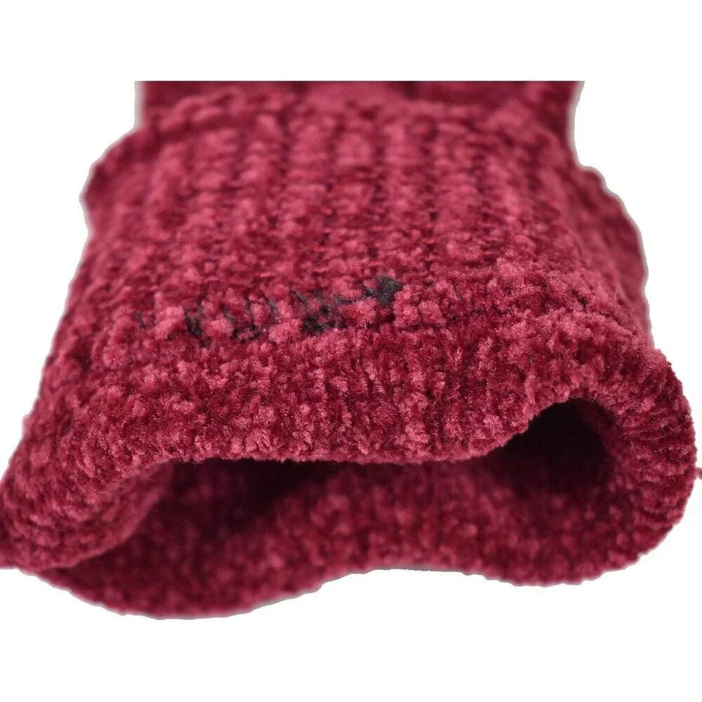 Women's Burgundy Winter Warm Eco-friendly Chenille Touchscreen Texting Gloves